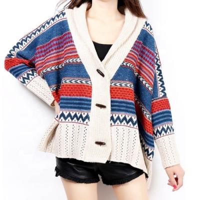 China Anti-pilling OEM ODM Factory 2021 Custom Wholesale Women Stylish Ponchos Bat Wing Sleeve Fair Isle Sweater Cardigan Women for sale