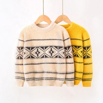 China Anti-pilling new style winter design kid mink like velvet knitted for baby boy pattern pullover sweater kids wear clothing for sale