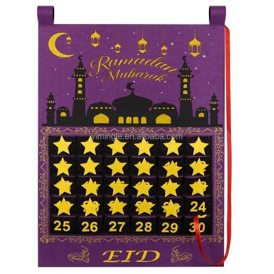 China Ramadan Advent Calendar Eid Mubarak Kareem Felt Countdown Calendar Felt For Kids Gift Muslim Balram Party Decor Supplies Wall Hanging for sale