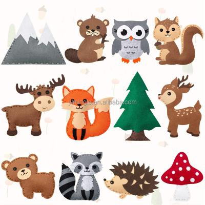 China Jungle Eco-Friendly Material Woodland Safari Forest Animals Handmade Sewing Kit Set Craft DIY Kids Educational Garland Decor Felt Plush Stuffed Stitch for sale