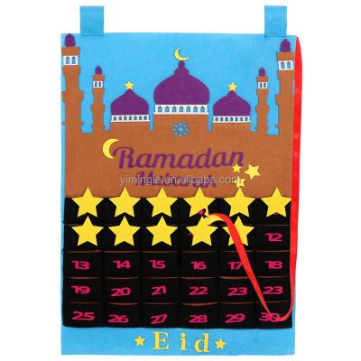 China Ramadan Advent Calendar Eid Mubarak Kareem Felt Countdown Calendar Felt For Kids Gift Muslim Balram Party Decor Supplies Wall Hanging for sale