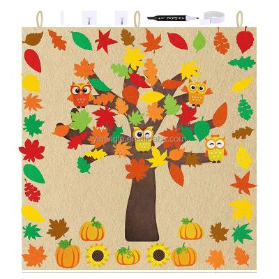 China Sunflower Felt Kit Bulletin Board Felt 81pcs Autumn Fall Leaves Pumpkin Owl Thanksgiving Tree Board Craft Ornaments Holiday Decor for sale