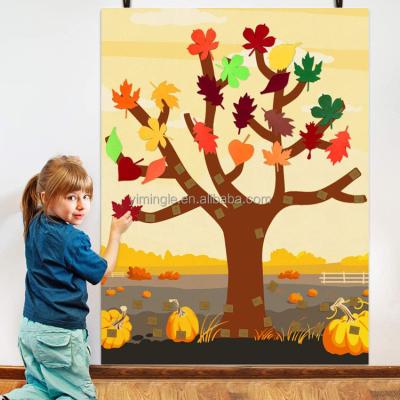 China Sunflower Felt Kit Bulletin Board Felt 81pcs Autumn Fall Leaves Pumpkin Owl Thanksgiving Tree Board Craft Ornaments Holiday Decor for sale