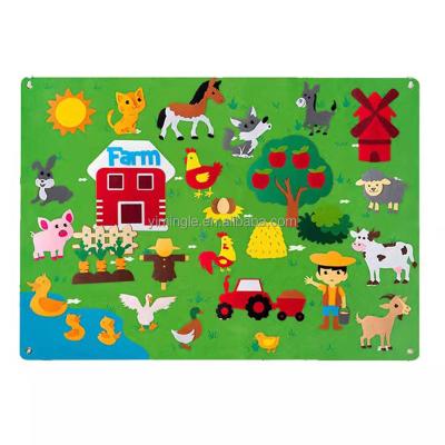 China Farm Animals Eco-friendly Material Felt Story Board Set 3.5Ft Preschool 38Pcs Farm Storytelling Flannel Backyard Livestock Themed Play Kit Gift for sale