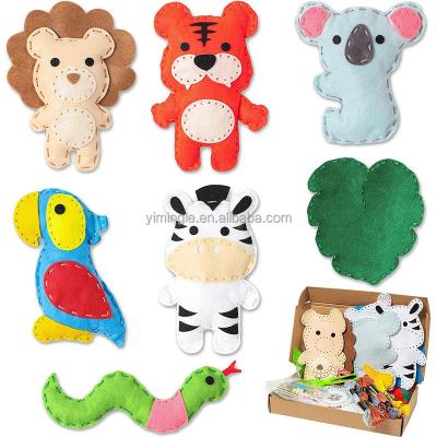 China Jungle Eco-Friendly Material Woodland Safari Forest Animals Handmade Sewing Kit Set Craft DIY Kids Educational Garland Decor Felt Plush Stuffed Stitch for sale