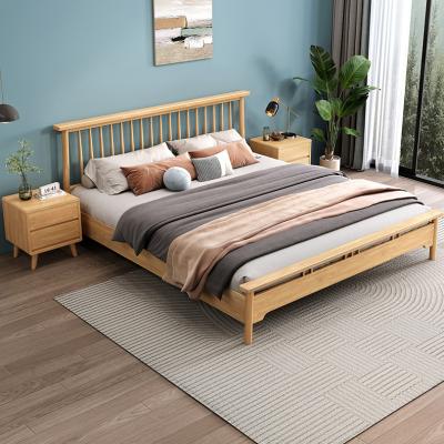 China Guangdong factory color home use furniture modern light wood adult bed minimalism large bedroom furniture for sale