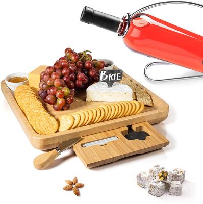 China Eco Friendly Cutting Board Stocked With Bamboo Ceramic Bowl 2 Cheese Board With Knife Set for sale