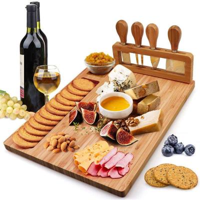 China Wholesale Big And Thick Stocked Cheese Board Set Cheese Snack Tray Bamboo Cheese Plates for sale