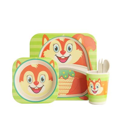 China Sustainable Animal Design Kids Eco - Friendly Biodegradable Tableware Set 100 % Bamboo Fiber Tableware for sale