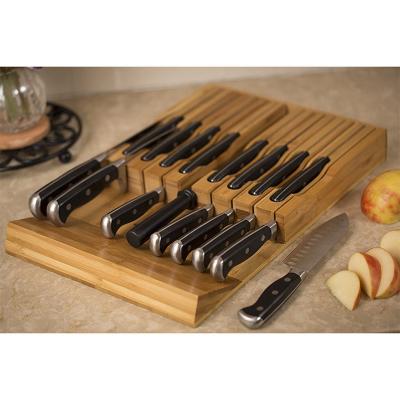 China Eco-Friendly Bamboo Magnetic Knife Strip Kitchenroom Rack Knife Block Storage Rack With Bamboo Knife Holder Set for sale