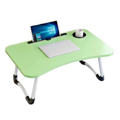 China Small Foldable Notebook Table Dorm Folding Desk Mesa Para Portartil Foldable Bed Tray Lap Desk with Phone Slots for sale