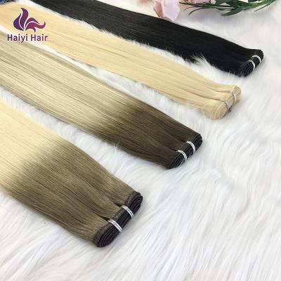 China 2022 Silky Straight European Wave Hair Cuticle Aligned Remy Virgin Flat Weft Double Pulled Hair Extensions for sale