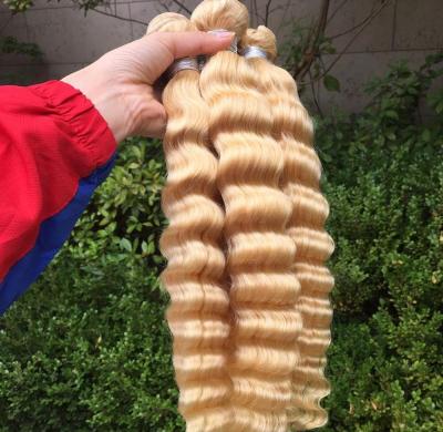 China Silky Straight Wave Double Weft Hair And Peruvian Virgin Hair High Grade Blonde Deep Wave Hair Bundle for sale