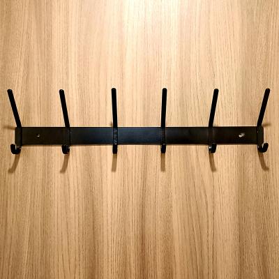 China Viable Wall Mounted Heavy Duty Metal Steel Bag Rack 6 Rail Hooks For Coat Hat Towel Purse Long Dresses Black Plated Hook for sale