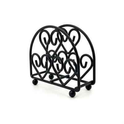 China Home Kitchen Basics Standing Black Coated Metal Wire Table Napkin Holder Dinner Napkin Holder for sale