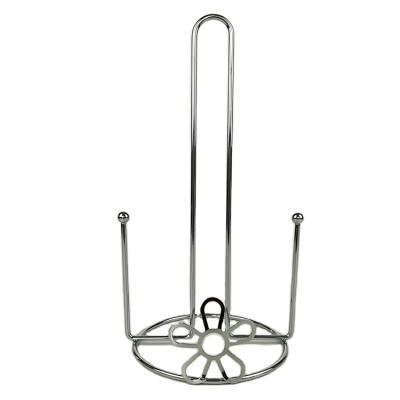 China 2017 FASHION FLOWER DESIGN traditional CHROME PLATED METAL WIRE KITCHEN PAPER TOWEL HOLDER for sale