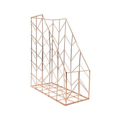 China Wholesale Metal Factory Sturdy Metal Mesh Office File Holder Organizer Rose Gold A4 for sale