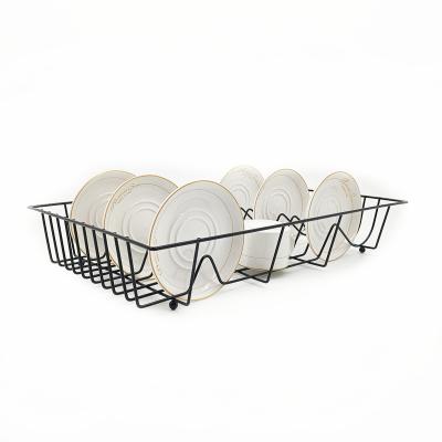 China Kitchen Black Mesh Dish Drying Washing Basin Viable Hot Selling Home Dish Drainer Racks Iron Metal Powder Coated Dish Rack for sale