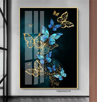 China High Quality Wholesale UV Print Crystal Porcelain Paintings Butterfly Custom Acrylic Resin Glass Animal Painting for sale