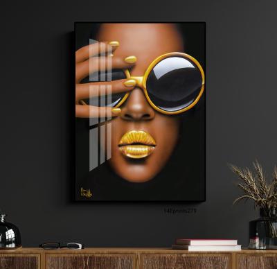 China African Pop Art Women High Quality Resin Acrylic Printing Painting Crystal Porcelain Painting Wall Decor African for sale