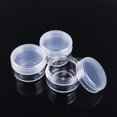 China 5g Clear Cosmetic Plastic Empty Cream Jar Skin Care Cream Small With Color Lid for sale