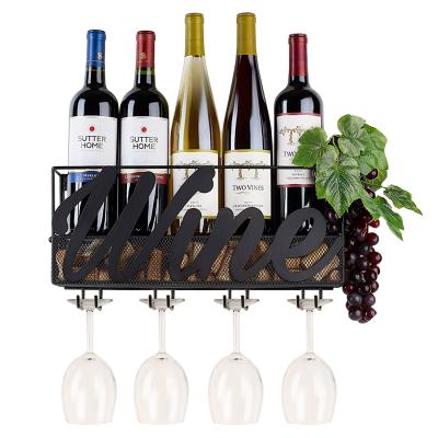 China AHOME 4 Wooden Wine Rack Wall Mounted Cork Storage Kitchen Decor Red Wine Glass Rack for sale