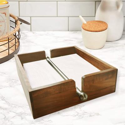 China Modern Wooden Decorative Tissue Box Toilet Paper Holder Tissue Organizer For Bathroom for sale