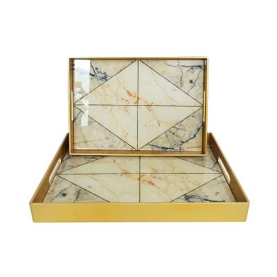 China Environmental Friendly Wholesale Handmade Decorative Desgine Glass Tray With Glass for sale