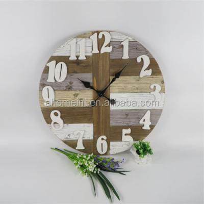 China Antique Style Decoration Round Shape Wooden Antique Style Wall Clock Wall Clock Hanging Clock for sale