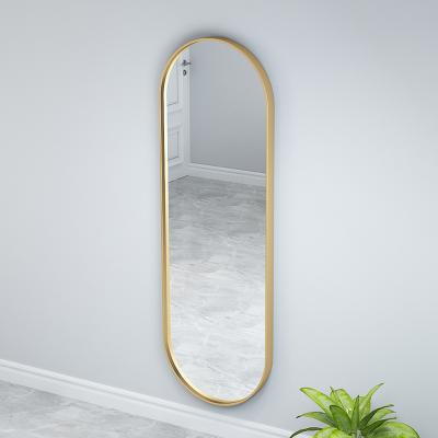 China Factory Price Eco - Friendly Bedroom Dressing Decoration Brushed Full Framed Oval Floor Mirror for sale