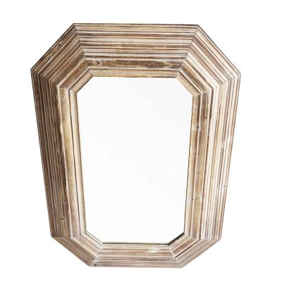 China Interior Natural Wood Wall Mount Large Rustic Reclaimed Mirrors Handmade For Home Decoration for sale