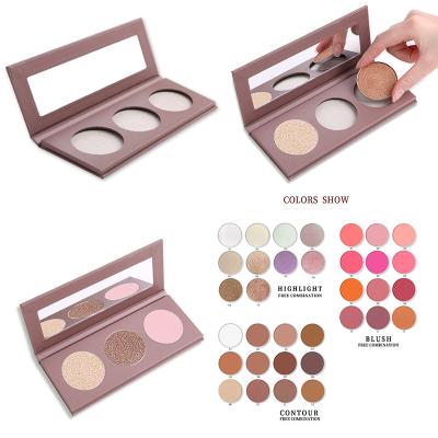 China Waterproof Customized High Pigment 3 Color Highlighter Bar Palettes Private Label Baked Highlighter Bar Makeup for sale