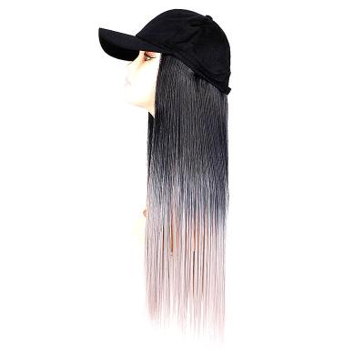 China 24 Inch Long Straight Baseball Cap Hat Wig COMMON Outdoor Travel Wig Caps for sale