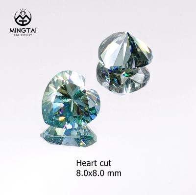 China Wholesale 2ct 8*8mm color set brilliant cut moissanite diamond green heart shape for sale