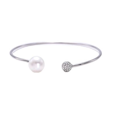 China Newly Trendy Trendy white gold Diamond Bracelet Design with a pearl for women girl for sale