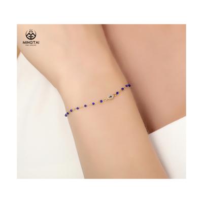 China FASHIONABLE New Arrive Blue Eye Pattern Silver Gold Plated Enamel Beads Bracelet Jewelry For Fashion Ladies for sale