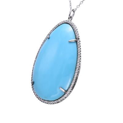 China CLASSIC unique design fashionable turquoise pendant with natural blue color, silver pendants for women for sale