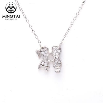 China CLASSIC A Couple Silver Pendant With Zirconia , Custom Pendant 925 Sterling Silver for sale