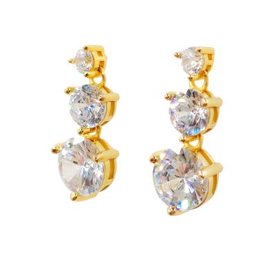 China Trendy Trendy Gold Plated Fanncy Earring Around Silver Tasty CZ Diamond 925 Earring for sale