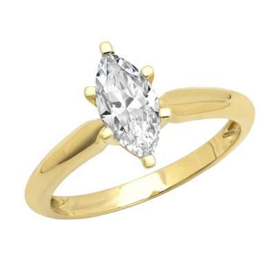 China Romantic Marquis Diamond Ring Brilliant Cut Solid Gold Engagement 14kt Ring for sale