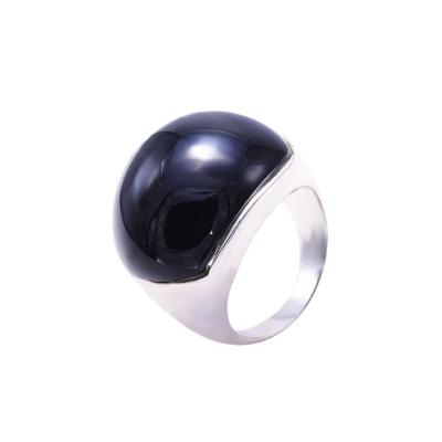 China CLASSIC Silver Ring With Black Agate, 925 Sterling Silver Ring From Agate Stone Ring Designs for sale