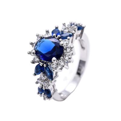 China CLASSIC Blue Corundum Women's 925 Silver Rings Latest Wedding Ring, Band Ring for sale