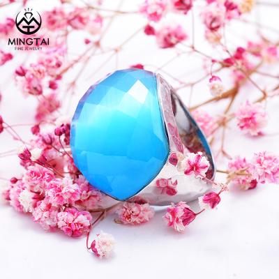 China CLASSIC hot sale unique white gold ring for women, agate stone ring for sale