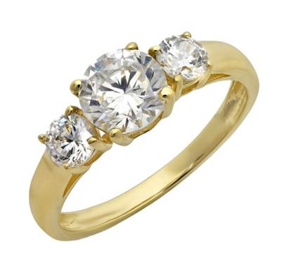 China CLASSIC Three Stone CZ Diamond Women Engagement Ring 14K Solid Gold Ring for sale