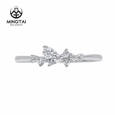 China 2021 Latest Trendy Branch Shape CZ Fashion Girls Rings Engagement Ring 14K White Gold for sale