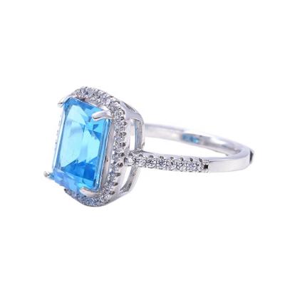 China 2018 New Design Blue Topaz 925 CZ Rings Jewelry Women 925 Sterling Silver New for sale