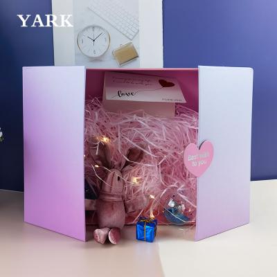 China Luxury Magnetic Closure Packaging Paper Rose Soap Flower Gift Box Recyclable Double Opening Gift Box for sale