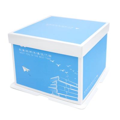 China Double-layer handmade fondant and unique cake boxes high open window mousse bulk pastry cake box for sale