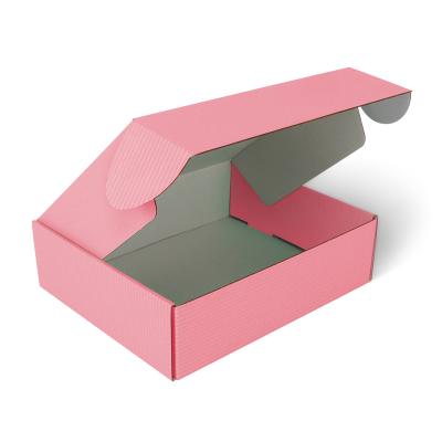 China Recycled Materials Hot Wrinkled Cajas Branded Cardboard Packaging Clothes Shipping Cosmetic Pink Small Shipping Custom Logo Mailer Box for sale