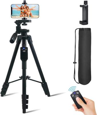 China Professional Portable Fold Photography Camera Tripod Phone Tripod with Phone Clip Selfie Remote Control Tripod for sale